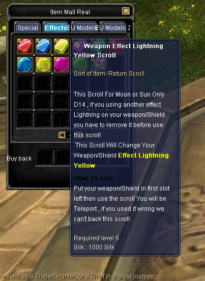 Tooltip del pergamino de rayos amarillos